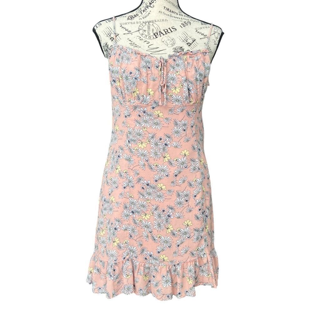 Sophie Rue Floral Coral Pink Ruffle Mini Dress in Size Medium